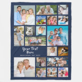 Modern Personalized 19 Photo Collage Navy Blue Fleece Deken (Voorkant)