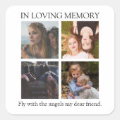 Modern | Personalized | 4 Photo Memorial Vierkante Sticker (Voorkant)