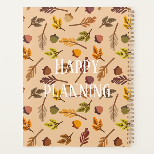 Modern personalized autumn pattern brown chic planner (Achterkant)