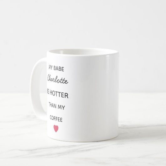 Modern Personalized Babe Coffee Mug Koffiemok (Voorkant links)
