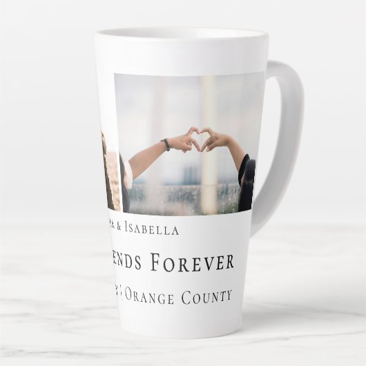 Modern Personalized Best Friends Forever 2 Photo Latte Mok (Rechterhoek)