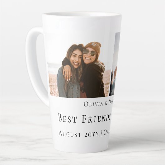 Modern Personalized Best Friends Forever 2 Photo Latte Mok (Linkerhoek)