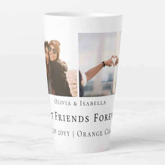 Modern Personalized Best Friends Forever 2 Photo Latte Mok (Voorkant)