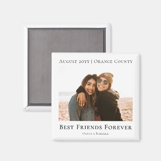 Modern Personalized Best Friends Forever Photo Magneet (Voorkant / Achterkant)