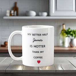 Modern Personalized Better Half Coffee Mug Koffiemok