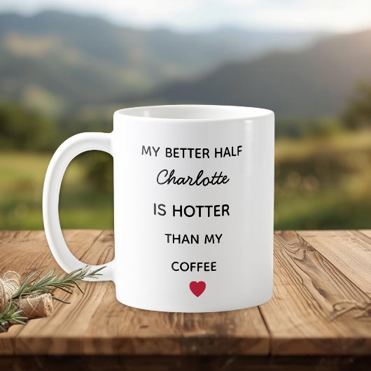 Modern Personalized Better Half Coffee Mug Koffiemok