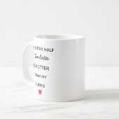 Modern Personalized Better Half Coffee Mug Koffiemok (Voorkant links)