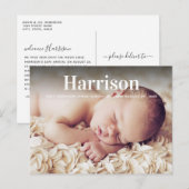 Modern Personalized Birth Announcement Briefkaart (Voorkant / Achterkant)