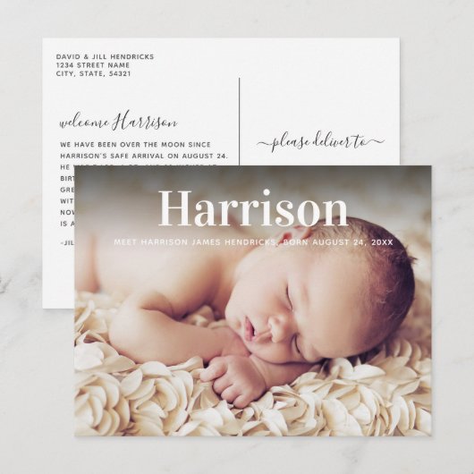 Modern Personalized Birth Announcement Briefkaart (Voorkant / Achterkant)
