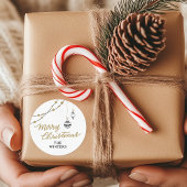Modern Personalized Black and Gold Christmas  Ronde Sticker
