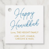 Modern Personalized Blue en Gold Hanukkah Bedankjes Labels (Voorkant)