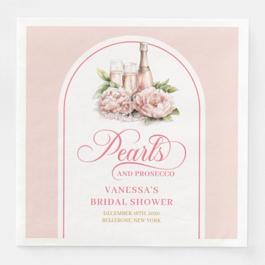 Modern Personalized Blush and Gold Bridal Napkins Servet (Voorkant)