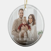 Modern Personalized Boarder Overlay Family Photo  Keramisch Ornament (Links)