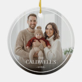 Modern Personalized Boarder Overlay Family Photo  Keramisch Ornament (Achterkant)