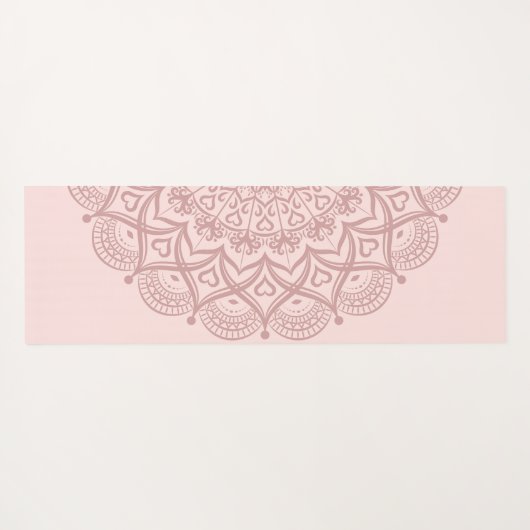 Modern Personalized Boho Mandala Blush Pink Yogamat (Achterkant (horizontaal))