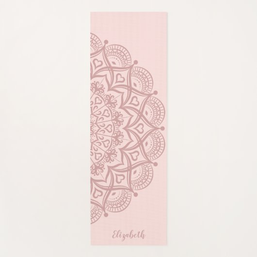Modern Personalized Boho Mandala Blush Pink Yogamat (Voorkant)