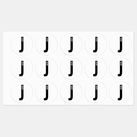 Modern Personalized Bold Monogram and Name Labels (Vel)