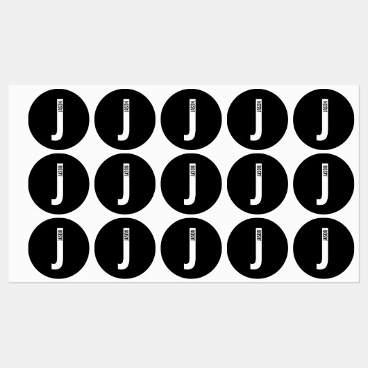 Modern Personalized Bold Monogram and Name Labels (Vel)