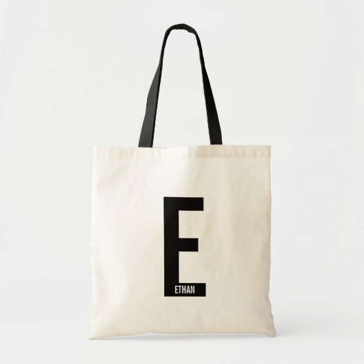 Modern Personalized Bold Monogram and Name Tote Bag (Voorkant)