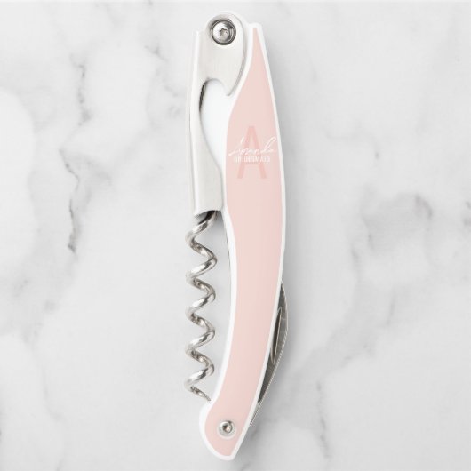 Modern Personalized Bridesmaid's Monogram and Name Kurkentrekker (Voorkant)