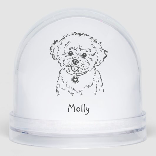 Modern Personalized Dog Christmas Sneeuwbol (Voorkant)