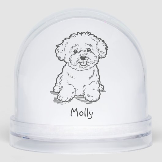 Modern Personalized Dog Christmas Sneeuwbol (Voorkant)