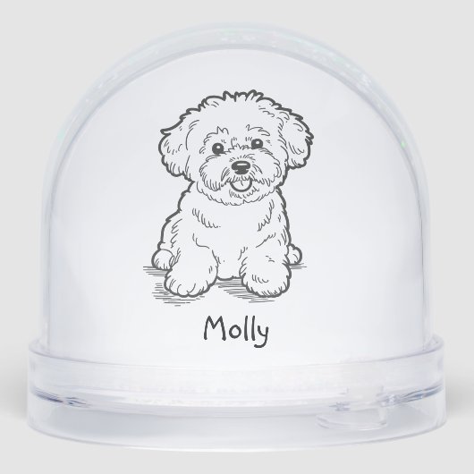 Modern Personalized Dog Christmas Sneeuwbol (Achterkant)