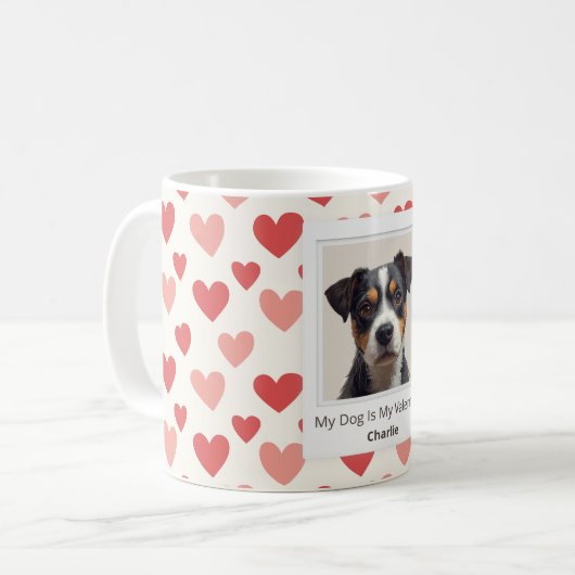 Modern Personalized Dog Valentine Mug Koffiemok (Voorkant links)