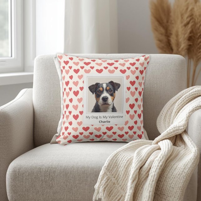 Modern Personalized Dog Valentine Pillow Kussen (Creator heeft geüpload)