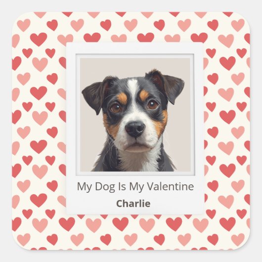 Modern Personalized Dog Valentine Stickers (Voorkant)