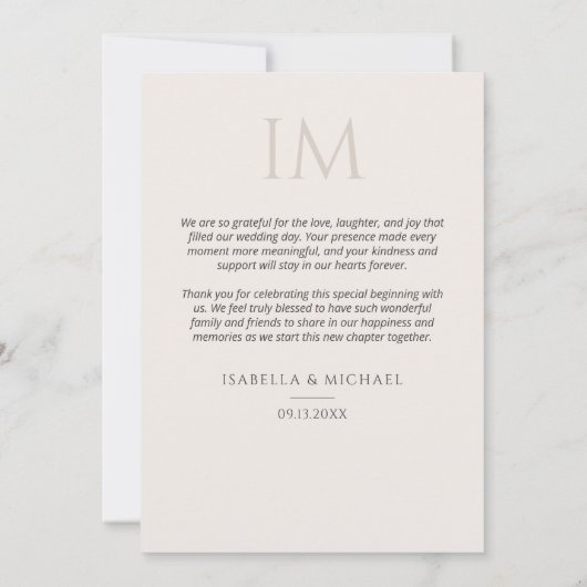 Modern Personalized Elegant Photo Wedding  Bedankkaart (Achterkant)