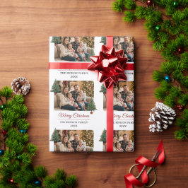 Modern Personalized Family Photo Christmas  Cadeaupapier