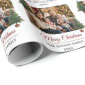 Modern Personalized Family Photo Christmas Cadeaupapier (Rol Hoek)