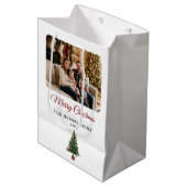 Modern Personalized Family Photo Christmas Medium Cadeauzakje (Voorkant Gekanteld)