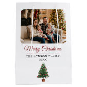Modern Personalized Family Photo Christmas Medium Cadeauzakje (Achterkant)