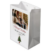 Modern Personalized Family Photo Christmas Medium Cadeauzakje (Achterkant Gekanteld)