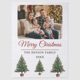 Modern Personalized Family Photo Christmas  Tissuepapier