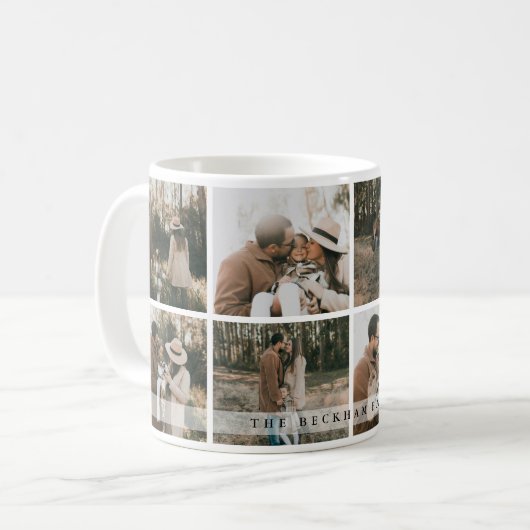 Modern Personalized Family Photo Collage Custom Koffiemok (Voorkant links)