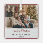 Modern Personalized Family Photo Merry Christmas  Glas Ornament (Voorkant)