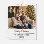 Modern Personalized Family Photo Merry Christmas Keramisch Ornament (Links)