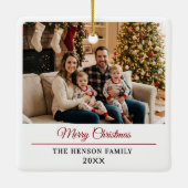 Modern Personalized Family Photo Merry Christmas Keramisch Ornament (Achterkant)
