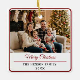 Modern Personalized Family Photo Merry Christmas  Keramisch Ornament