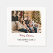 Modern Personalized Family Photo Merry Christmas Servet (Voorkant)