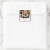 Modern Personalized Family Photo Merry Christmas Vierkante Sticker (Tas)