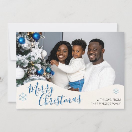 Modern Personalized Flat Christmas Greeting Card Bedankkaart (Voorkant)
