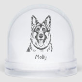Modern Personalized German Shepherd Dog Christmas Sneeuwbol (Achterkant)