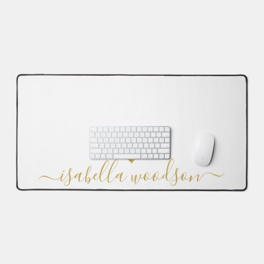 Modern Personalized Gold Heart Script Name  Bureaumat (Keyboard & Muis)