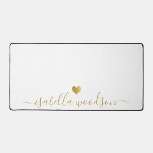 Modern Personalized Gold Heart Script Name  Bureaumat (Voorkant)
