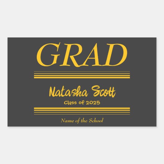 Modern Personalized grad school Graduation Rechthoekige Sticker (Voorkant)