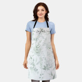 Modern Personalized Greenery Print Apron Schort (Gedragen)